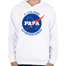 PRINTFASHION Nasa Papa - Gyerek kapucnis pulóver - Fehér