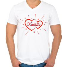 PRINTFASHION Natália - Férfi V-nyakú póló - Fehér férfi póló