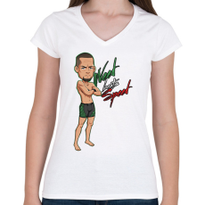 PRINTFASHION Nate Diaz - Női V-nyakú póló - Fehér
