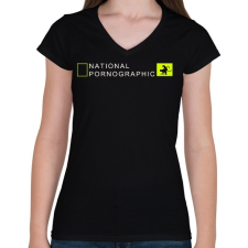 PRINTFASHION national pornographic - Női V-nyakú póló - Fekete női póló