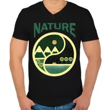 PRINTFASHION Nature jin jang - Férfi V-nyakú póló - Fekete férfi póló