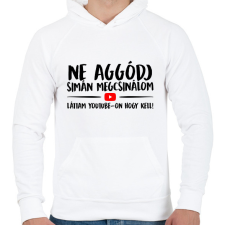 PRINTFASHION Ne aggódj megcsinálom láttam youtube-on - Férfi kapucnis pulóver - Fehér férfi pulóver, kardigán