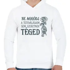 PRINTFASHION Ne aggódj - Tetoválás - Férfi kapucnis pulóver - Fehér férfi pulóver, kardigán