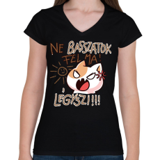 PRINTFASHION Ne basszatok fel ma! Légyszi! - Női V-nyakú póló - Fekete