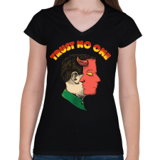 PRINTFASHION Ne bízz meg senkiben - Női V-nyakú póló - Fekete női póló