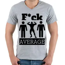 PRINTFASHION Ne légy átlagos! - Férfi V-nyakú póló - Sport szürke férfi póló