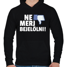 PRINTFASHION NE MERJ BEJELÖLNI - Férfi kapucnis pulóver - Fekete férfi pulóver, kardigán