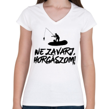 PRINTFASHION Ne zavarj horgászom - Női V-nyakú póló - Fehér női póló