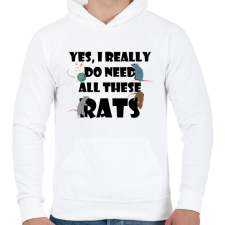 PRINTFASHION Need rats - Férfi kapucnis pulóver - Fehér férfi pulóver, kardigán
