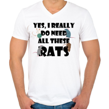 PRINTFASHION Need rats - Férfi V-nyakú póló - Fehér férfi póló