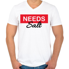 PRINTFASHION Needs salt - Férfi V-nyakú póló - Fehér férfi póló