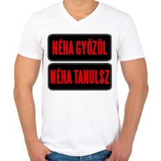 PRINTFASHION néha... - Férfi V-nyakú póló - Fehér