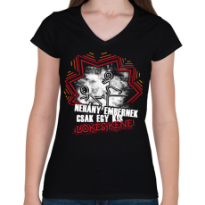PRINTFASHION Néhány embernek csak egy kis lökés kéne - Női V-nyakú póló - Fekete