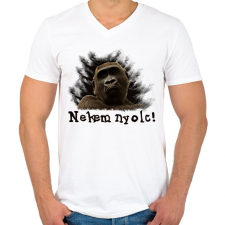 PRINTFASHION Nekem nyolc - Férfi V-nyakú póló - Fehér férfi póló