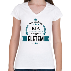 PRINTFASHION Nem csak egy Kia - Női V-nyakú póló - Fehér