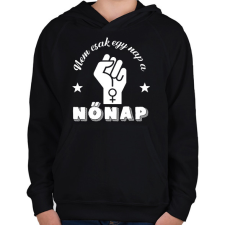 PRINTFASHION Nem csak egy nap - Gyerek kapucnis pulóver - Fekete gyerek pulóver, kardigán