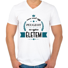 PRINTFASHION Nem csak egy Peugeot - Férfi V-nyakú póló - Fehér férfi póló