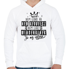 PRINTFASHION Nem gond ha nem kedvelsz fekete - Férfi kapucnis pulóver - Fehér férfi pulóver, kardigán