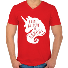 PRINTFASHION Nem hiszek az emberekben - Férfi V-nyakú póló - Piros férfi póló