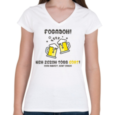 PRINTFASHION Nem iszom több sört, csak annyit, mint eddig - Női V-nyakú póló - Fehér