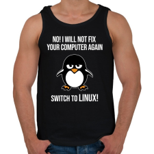 PRINTFASHION Nem javitom meg ujra, valts linuxra - Férfi atléta - Fekete atléta, trikó