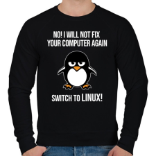 PRINTFASHION Nem javitom meg ujra, valts linuxra - Férfi pulóver - Fekete férfi pulóver, kardigán