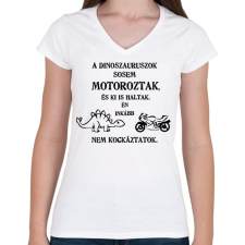 PRINTFASHION nem kockáztatok - Női V-nyakú póló - Fehér női póló