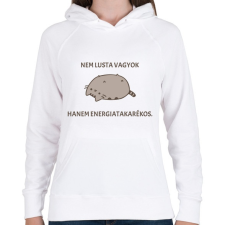PRINTFASHION Nem lusta vagyok, csak energiatakarékos. - Női kapucnis pulóver - Fehér női pulóver, kardigán