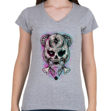 PRINTFASHION Nem Mickey - Női V-nyakú póló - Sport szürke női póló