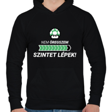 PRINTFASHION Nem öregszem! Szintet lépek! - Férfi kapucnis pulóver - Fekete férfi pulóver, kardigán