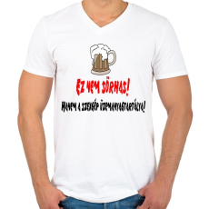 PRINTFASHION nem sörhas - Férfi V-nyakú póló - Fehér