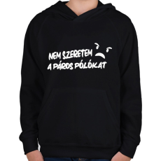 PRINTFASHION Nem szeretem a páros pólókat - Páros póló fehér - Gyerek kapucnis pulóver - Fekete