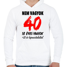 PRINTFASHION Nem vagyok 40! - Férfi kapucnis pulóver - Fehér férfi pulóver, kardigán