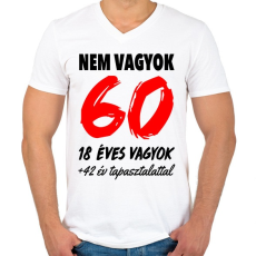 PRINTFASHION Nem vagyok 60! - Férfi V-nyakú póló - Fehér