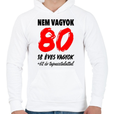 PRINTFASHION Nem vagyok 80! - Férfi kapucnis pulóver - Fehér