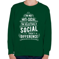 PRINTFASHION Nem vagyok antiszociális - Gyerek pulóver - Sötétzöld gyerek pulóver, kardigán