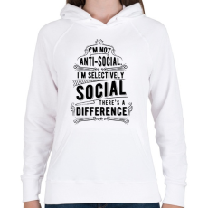 PRINTFASHION Nem vagyok antiszociális - Női kapucnis pulóver - Fehér