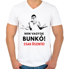 PRINTFASHION nem vagyok bunkó! - Férfi V-nyakú póló - Fehér férfi póló