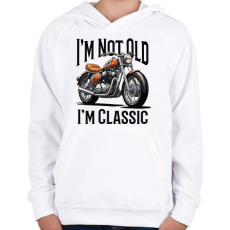 PRINTFASHION Nem  vagyok öreg, csak klasszikus - Gyerek kapucnis pulóver - Fehér