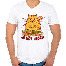 PRINTFASHION Nem vagyok vegán - Férfi V-nyakú póló - Fehér