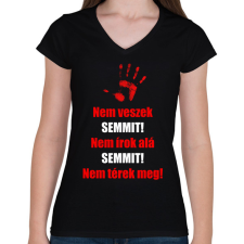 PRINTFASHION Nem veszek semmit - Női V-nyakú póló - Fekete női póló