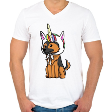 PRINTFASHION Német egyszarvújuhász - Férfi V-nyakú póló - Fehér