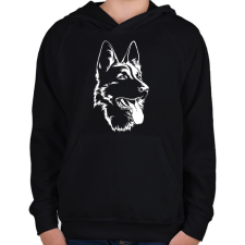 PRINTFASHION német juhász  - Gyerek kapucnis pulóver - Fekete gyerek pulóver, kardigán