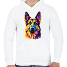 PRINTFASHION Németjuhász arc - Férfi kapucnis pulóver - Fehér férfi pulóver, kardigán