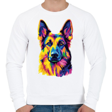 PRINTFASHION Németjuhász arc - Férfi pulóver - Fehér férfi pulóver, kardigán