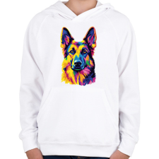 PRINTFASHION Németjuhász arc - Gyerek kapucnis pulóver - Fehér gyerek pulóver, kardigán