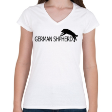 PRINTFASHION Németjuhász doggoo - Női V-nyakú póló - Fehér