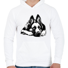 PRINTFASHION Németjuhász Sziluett - Férfi kapucnis pulóver - Fehér férfi pulóver, kardigán