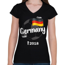 PRINTFASHION Németország - Női V-nyakú póló - Fekete női póló