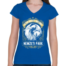 PRINTFASHION Nemzeti Park - Női V-nyakú póló - Királykék női póló